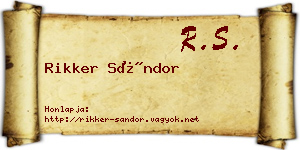 Rikker Sándor névjegykártya