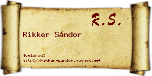 Rikker Sándor névjegykártya